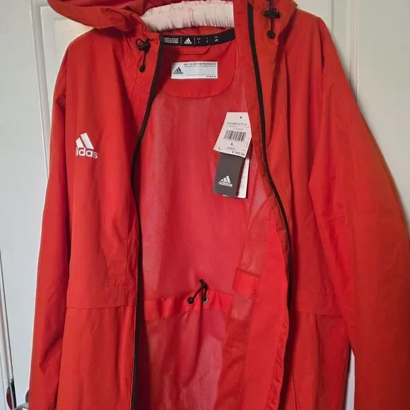 Adidas Gamemode Rain Jacket NWT Size Large in Orange - Picture 7 of 16